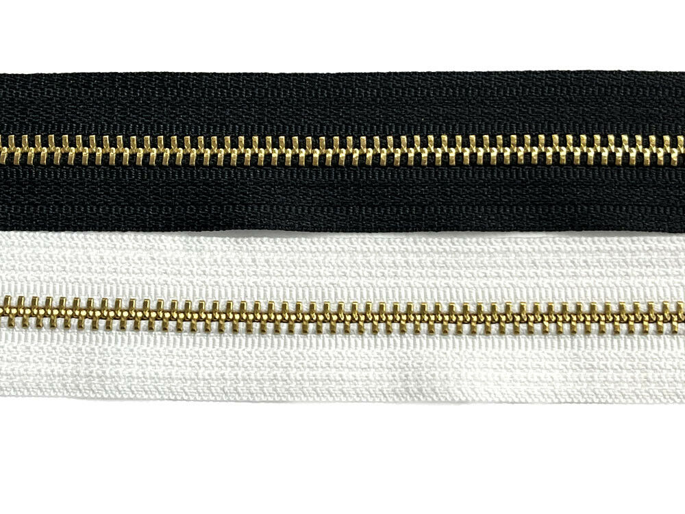 #5 Brass Chain Zipper Roll - Black- Navy Blue - White