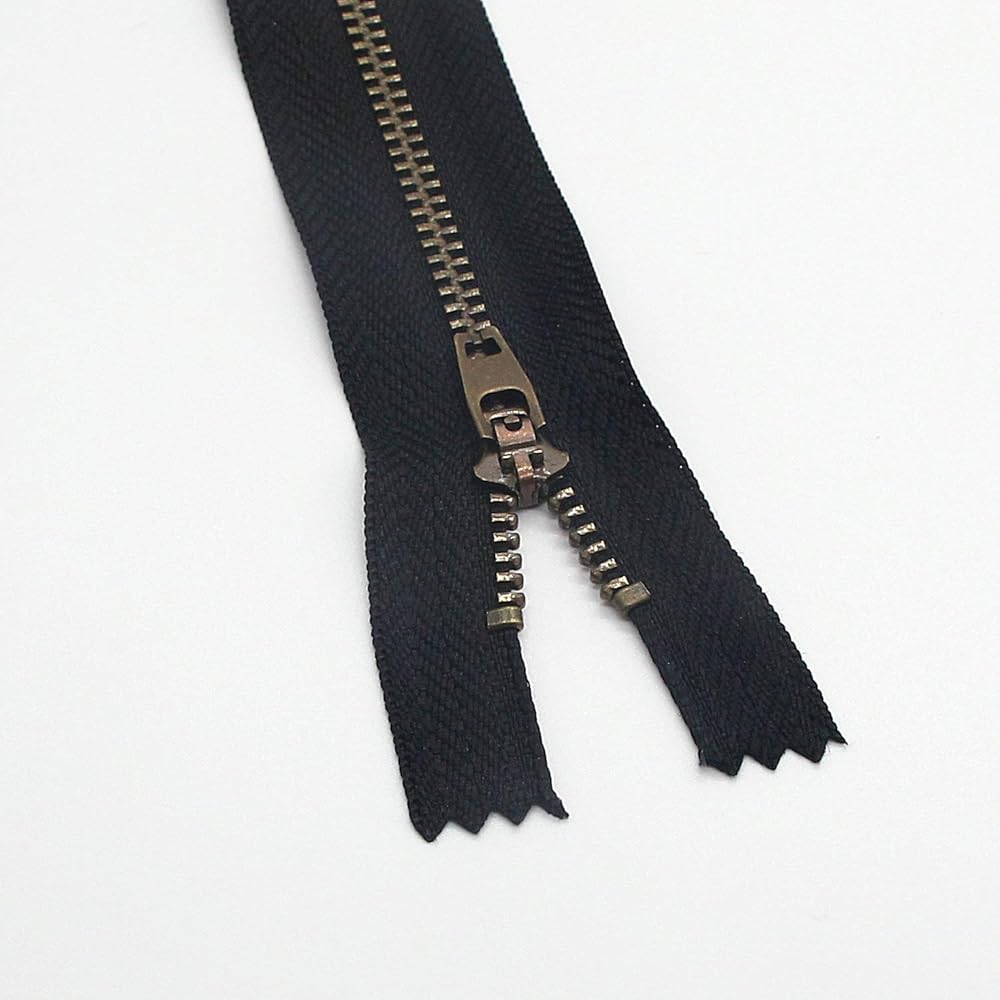4 Black Brass Metal Zippers
